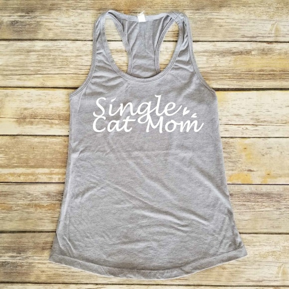 Single Cat Mom / Ladies fitted racerback tank top - Picture 2 of 3